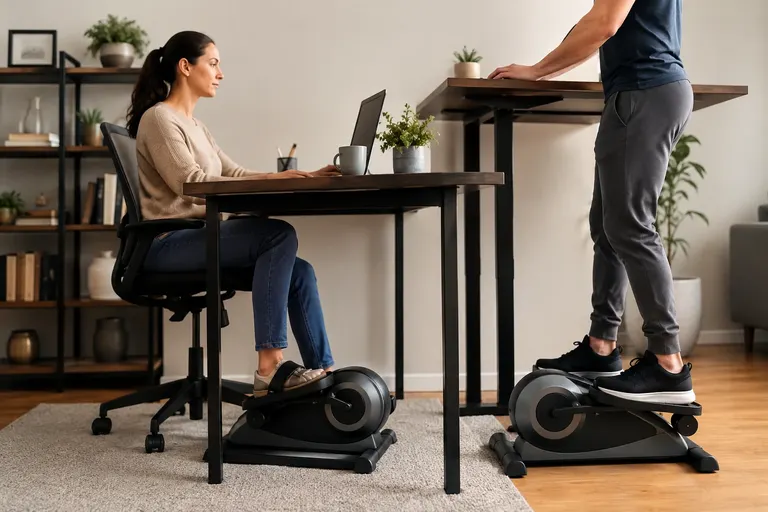 Can you stand on an under desk elliptical: seated pedal machine next to a standing strider